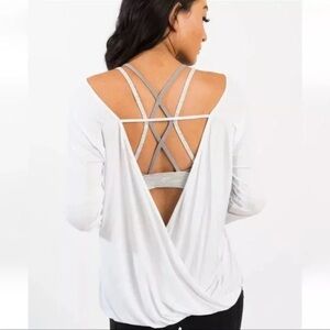 ZYIA White Relaxed Flowy Open Back Shirt